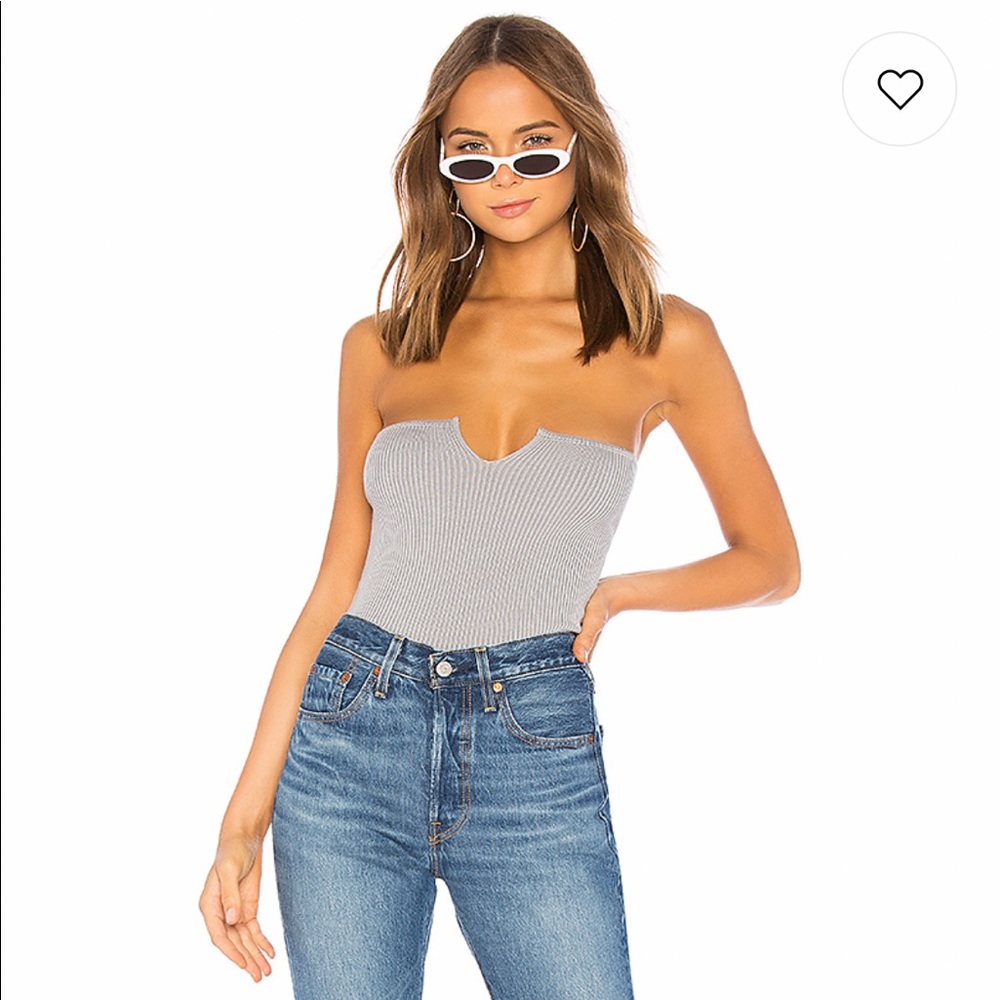 Grey ribbed tube top